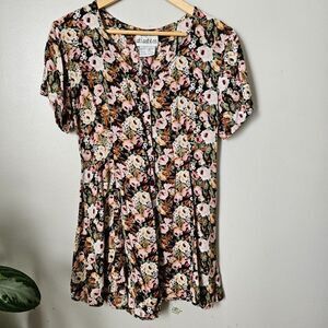 EUC VINTAGE ATLAST & CO. FLORAL BUTTON DOWN CULOTTE ROMPER SIZE MEDIUM